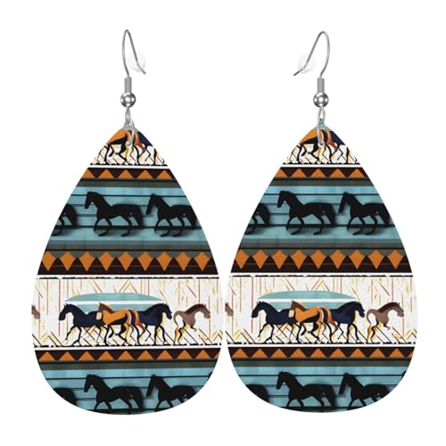 Pferdestreifen Muster Leder Ohrringe Paar Tropfen Kunstleder Ohrringe Set für Frauen Leichte Leder baumeln Tropfen Ohrringe von Ninainaid