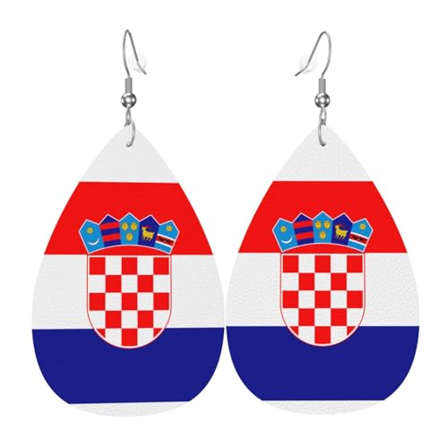 Republik Kroatien Flagge Leder Ohrringe Paar Tropfen Kunstleder Ohrringe Set für Frauen Leichte Leder baumeln Tropfen Ohrringe von Ninainaid