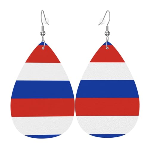 Russische Flagge, Leder-Ohrring-Paare, Tropfenform, Kunstleder-Ohrring-Set für Frauen, leichtes Leder, baumelnde Ohrringe. von Ninainaid