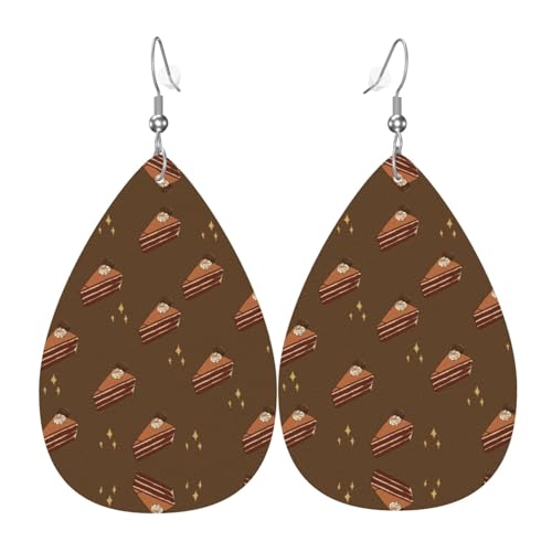 Schokoladenquadrate Kuchen Leder Ohrringe Paar Tropfen Kunstleder Ohrringe Set für Frauen Leichte Leder baumeln Tropfen Ohrringe von Ninainaid