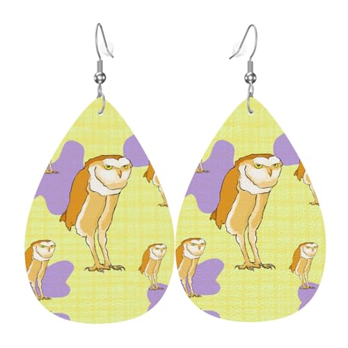 Stehende Eule Leder Ohrring Paar Tropfen Kunstleder Ohrringe Set für Frauen Leichte Leder baumeln Tropfen Ohrringe von Ninainaid