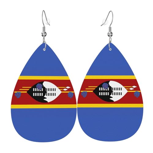 Swasiland Flagge Leder Ohrringe Paar Tropfen Kunstleder Ohrringe Set für Frauen Leichte Leder baumeln Tropfen Ohrringe von Ninainaid