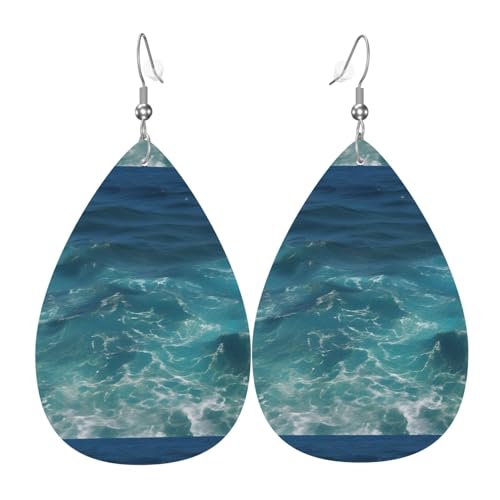 The Deep Ocean Leder-Ohrring-Paare in Tropfenform aus Kunstleder für Damen, leichtes Leder, baumelnde Ohrringe. von Ninainaid