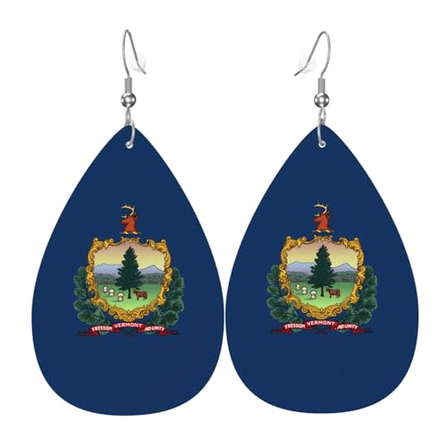 Vermont Staatsflagge Leder Ohrringe Paar Tropfenform Kunstleder Ohrringe Set für Frauen Leichte Leder baumeln Tropfen Ohrringe von Ninainaid