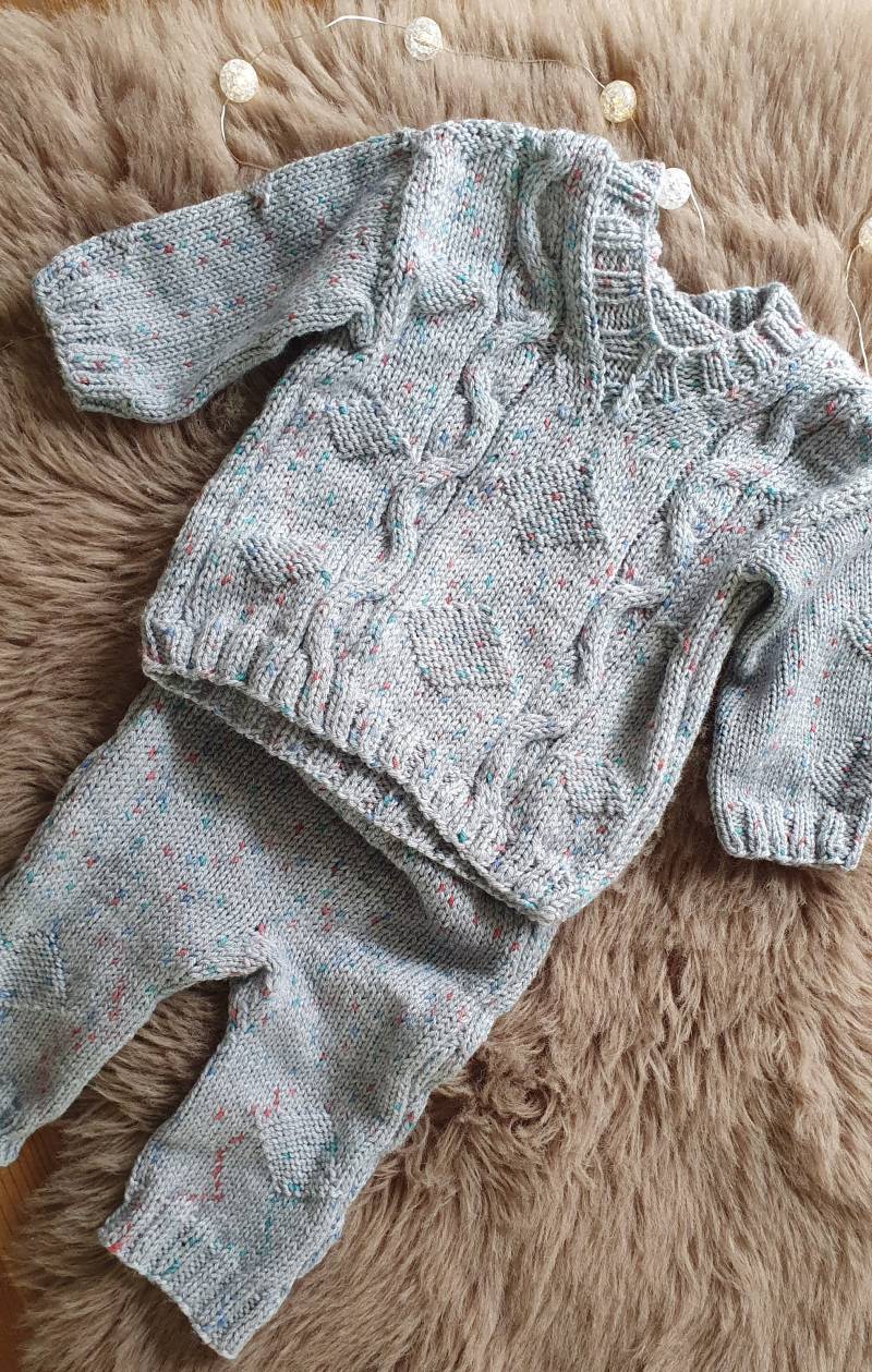 strickpullover Mit Hose Als Set in Grau, Kleinkind Junge , Gestrickter Pullover, Geschenk Idee, Handmade, Unikat von NinasHandgestrickt