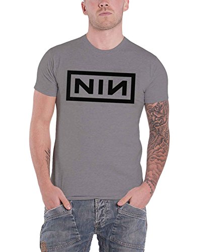 Nine Inch Nails T Shirt Classic Schwarz NIN Band Logo Nue offiziell Herren Grau L von Nine Inch Nails