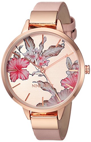 Nine West Damenarmbanduhr mit geblümtem Zifferblatt, NW/2044RGPK von NINE WEST