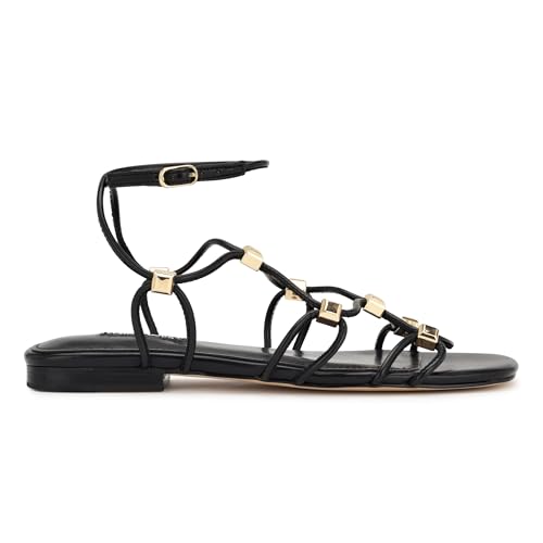 Nine West Majah Damen-Sandalen mit Riemchen, flach, Schwarz, Größe 42 von Nine West