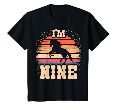 Kinder Pferd 9 Jahre alt Geburtstag Junge Mädchen 9. Reitsport Geburtstag T-Shirt von Nine Year Old Horse Ninth Birthday