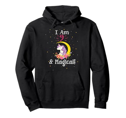 Cartoon Girls I Am 9 & Magical Unicorn Birthday Pullover Hoodie Cartoon Girls I Am 9 & Magical Unicorn Birthday Pullover Hoodie von Nine Year Old Kid Unicorn Birthday Gifts &TShirts
