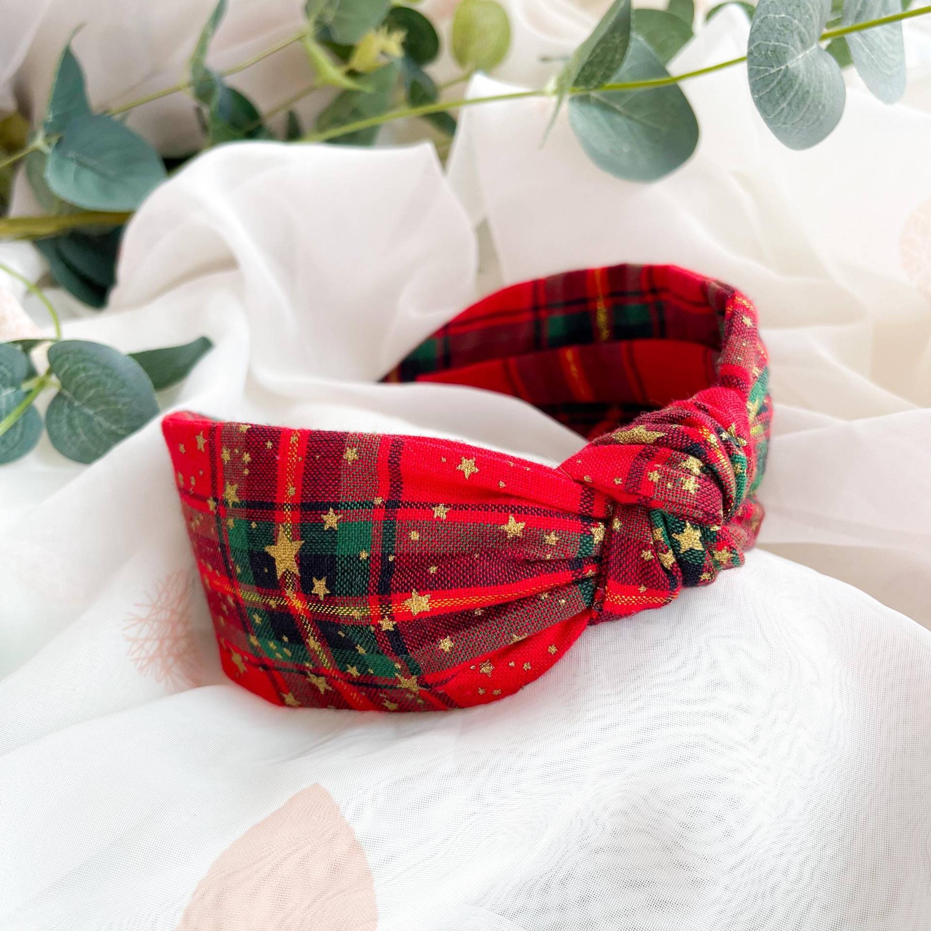 Roten Tartan Stirnband | Weihnachtsknoten Stirnband, Haar-Accessoire Für Frauen, Kariertes Top Geknotetes Festliches Party-Mode-Accessoire Roten Tartan Stirnband | Weihnachtsknoten Stirnband, Haar-Accessoire Für Frauen, Kariertes Top Geknotetes Festliches Party-Mode-Accessoire von Nine9Designs