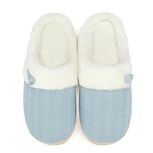 NineCiFun Hausschuhe Damen Winter Wärme Pantoffeln Memory Foam Pantoffeln Weichem Plüsch Haus Pantoffeln Slipper für Indoor Outdoor (38-39, Blau) von NineCiFun