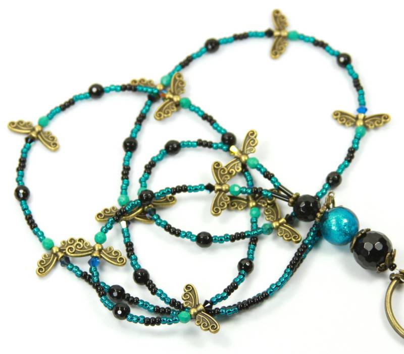 Engel Beaded Badge Holder, Teal-Schlüsselband, Angel Teal Abzeichen Halter von NineGemsInspirations