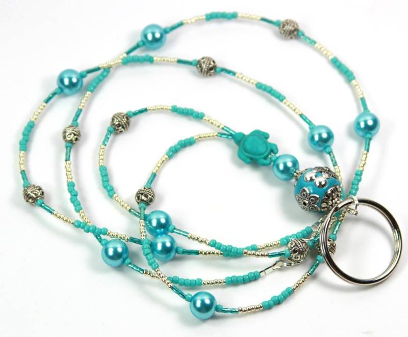 Frieden Motivation - Glasperlen-Abzeichen-Halter, Beaded Lanyard, Turtle-Lanyard von NineGemsInspirations