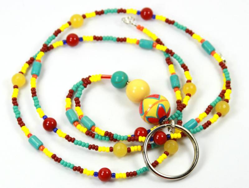 Frühling - Glasperlen-Abzeichen, Halter, Beaded Lanyard, Gelben Und Orangefarbenen Schlüsselband von NineGemsInspirations