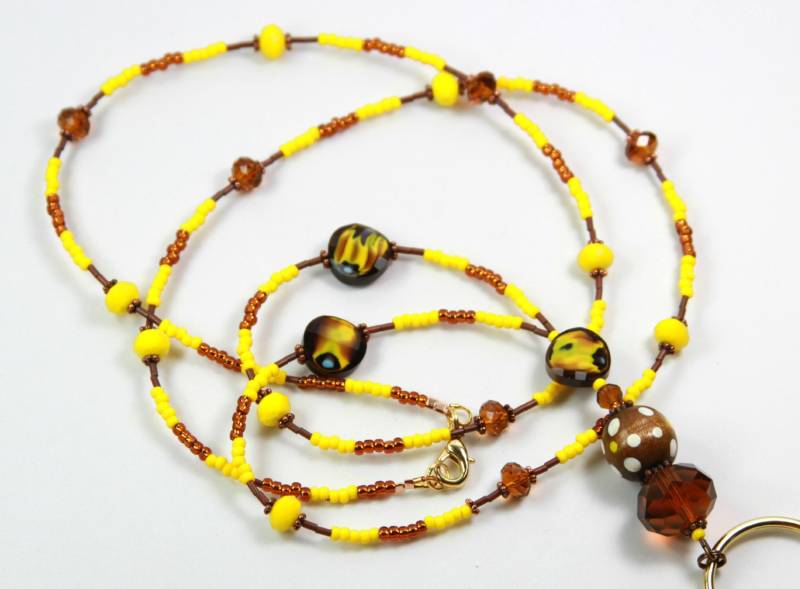 Gelber Polka - Perlen Badge Holder, Lanyard, Polka Dot Lanyard von NineGemsInspirations