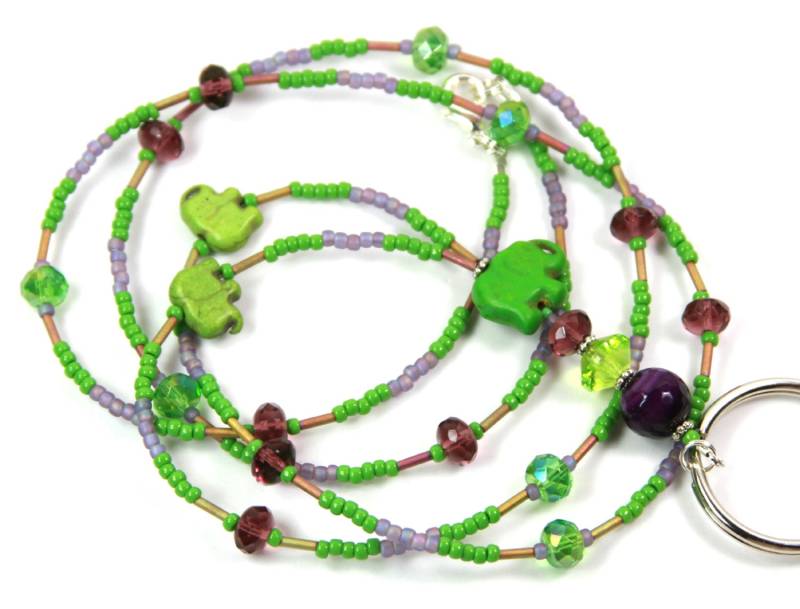 Gut Glück Elefanten - Perlen Plakettenhalter Lanyard Geschenk Für Sie von NineGemsInspirations