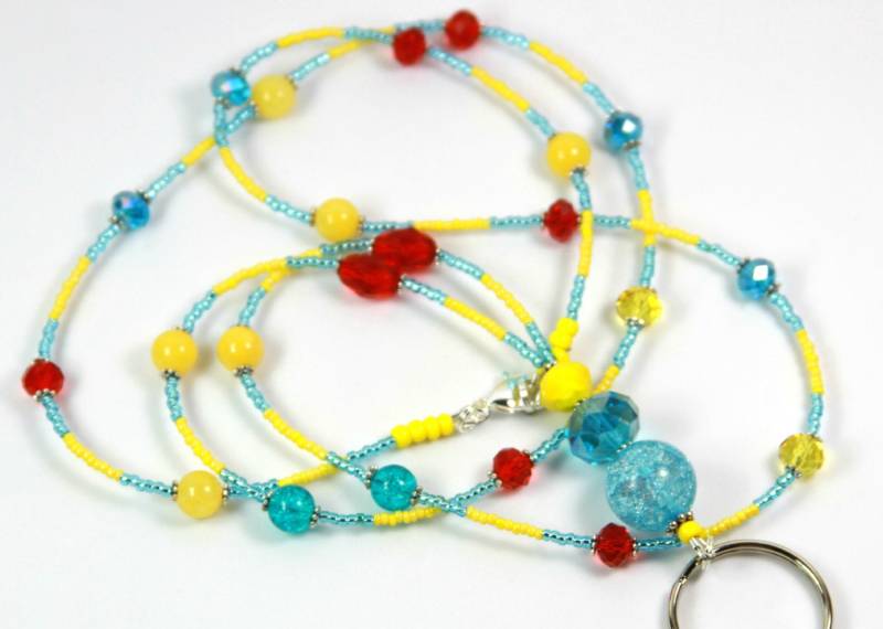 Liebe - Autismus Perlen Plakettenhalter, Beaded Lanyard von NineGemsInspirations