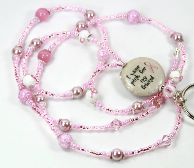 Liebe Freunde - Perlen Badge Holder, Beaded Lanyard, Rosa Schlüsselband Lanyard Bewusstsein von NineGemsInspirations