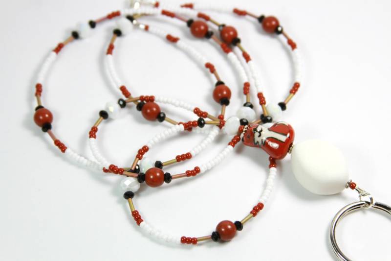 Meow - Perlen Badge Holder Lanyard von NineGemsInspirations