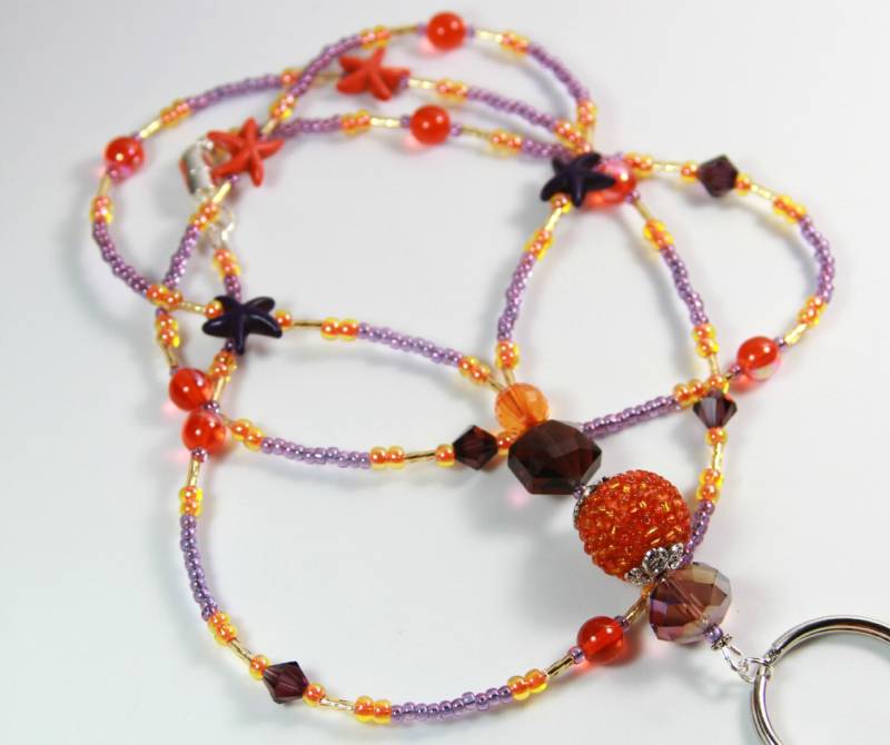 Purpely Orange Perlen Plakettenhalter Lanyard von NineGemsInspirations