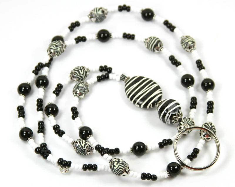 Zebra Print - Perlen Badge Holder, Wulstige Lanyard, Zebra Print Lanyard von NineGemsInspirations