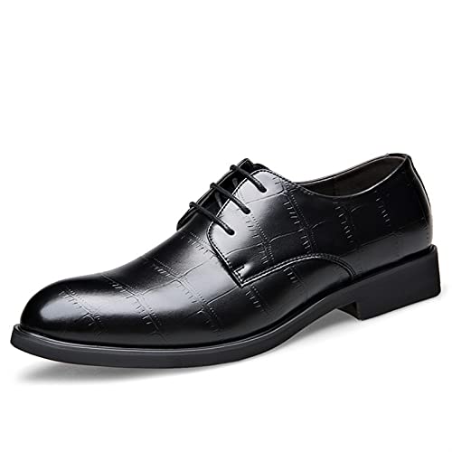 Ninepointninetynine Anzugschuhe für Herren, Schnürschuhe, florales Derby, runde Zehenpartie, veganes Leder, Blockabsatz, Gummisohle, rutschfest, Partyschuhe, Schwarz , 40 2/3 EU von Ninepointninetynine