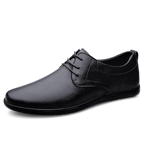 Ninepointninetynine Dress Oxford formelle Schuhe für Herren, Schnürschuhe, runde Zehenpartie, PU-Leder, Derby-Schuhe, rutschfest, rutschfest, Blockabsatz, klassisch, Schwarz , 42 1/3 EU von Ninepointninetynine