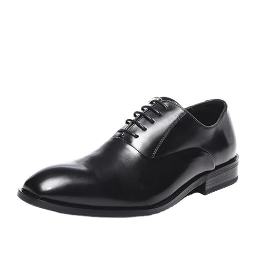 Ninepointninetynine Formal Shoes Dress Oxford for Men Lace Up Round Burnished Toe Leather Oxford Shoes Rubber Sole Resistant Non Slip Low Top Prom(Color:Schwarz,Size:38 EU) von Ninepointninetynine