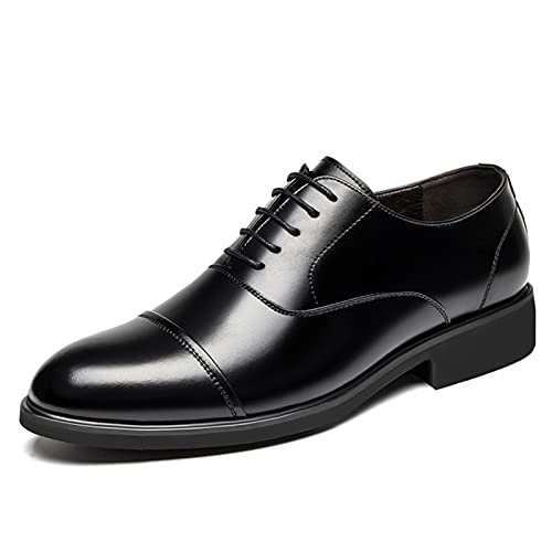 Ninepointninetynine Formelle Schuhe für Herren, Schnürschuhe, höhenerhöhend, 6,1 cm, Zehenkappe aus Kunstleder, rutschfest, niedrige Oberseite, Gummisohle, Blockabsatz, Abschlussball, Schwarz, 40 2/3 von Ninepointninetynine