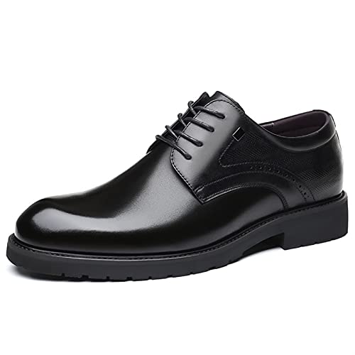 Ninepointninetynine Formelle Schuhe für Herren, Schnürschuhe, runde Zehenpartie, Derby-Schuhe, Kunstleder, Blockabsatz, rutschfest, niedrige Oberseite, Gummisohle, klassisch, Schwarz , 39 1/3 EU von Ninepointninetynine