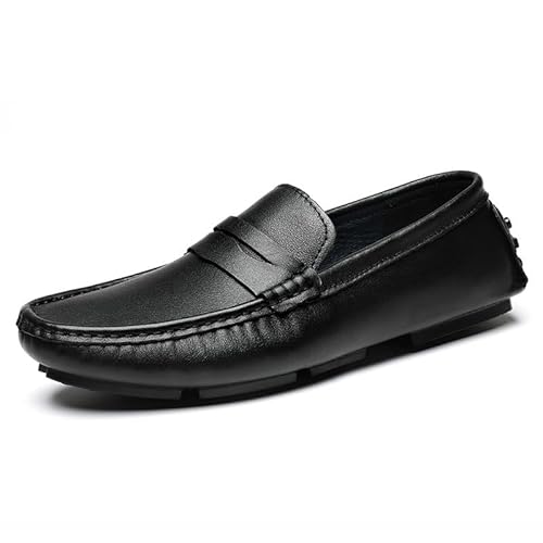 Ninepointninetynine Herren-Loafer, quadratische Zehenpartie, Leder-Penny-Loafer for Fahren, Flexibler, Flacher Absatz, bequemer, klassischer Party-Slip-on(Size:40 EU) von Ninepointninetynine