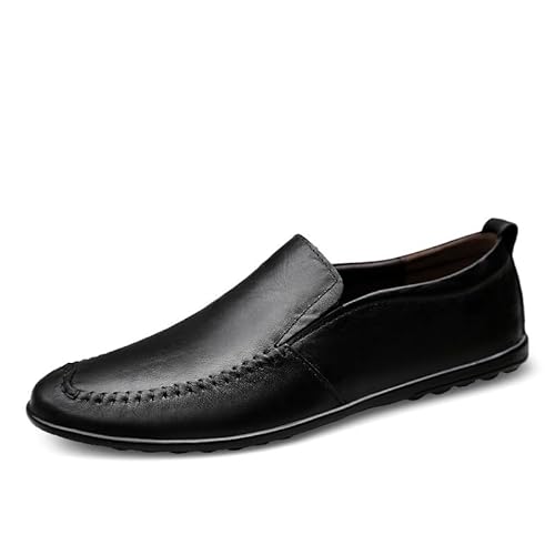 Ninepointninetynine Herren-Loafer-Schuh, runde Zehenpartie, Leder-Loafer-Schuhe, flexibel, leicht, bequem, for den Abschlussball(Color:Schwarz,Size:41 EU) von Ninepointninetynine