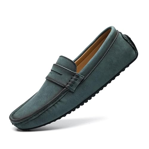 Ninepointninetynine Herren-Slipper mit quadratischer Zehenpartie, PU-Leder, bequem, widerstandsfähig, leicht, klassisch, Hochzeits-Slipper, grün, 39 2/3 EU von Ninepointninetynine