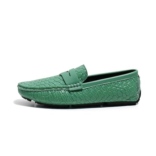 Ninepointninetynine Herren-Slipper mit quadratischer Zehenpartie, veganes Leder, Steinmuster, flache Ferse, widerstandsfähig, flexibel, Party-Slipper, grün, 38 2/3 EU von Ninepointninetynine