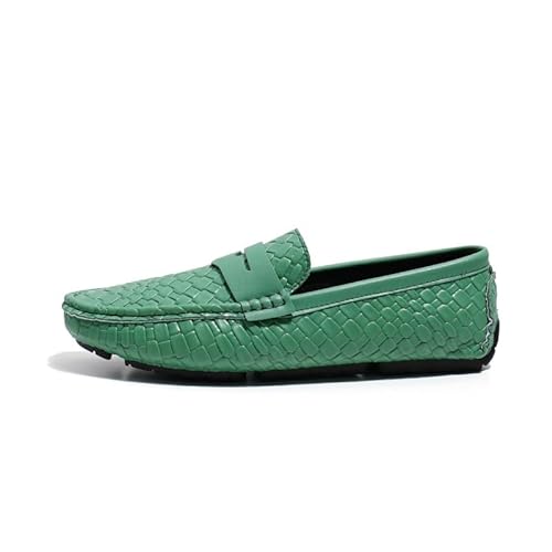 Ninepointninetynine Herren-Slipper mit quadratischer Zehenpartie, veganes Leder, Steinmuster, flache Ferse, widerstandsfähig, flexibel, Party-Slipper, grün, 42 1/3 EU von Ninepointninetynine