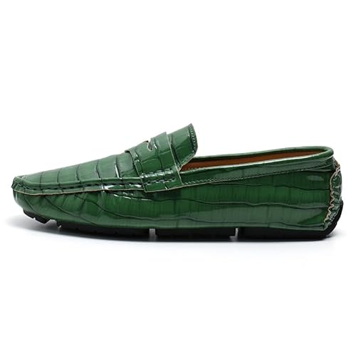 Ninepointninetynine Herren-Slipper mit runder Zehenpartie, kariert, veganes Leder, Penny-Laufschuhe, flexibel, rutschfest, für Spaziergänge, Hochzeit, Slip-on, grün, 39 2/3 EU von Ninepointninetynine