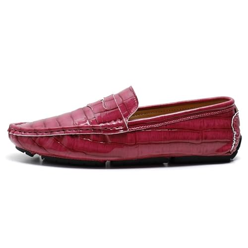 Ninepointninetynine Herren-Slipper mit runder Zehenpartie, kariert, veganes Leder, Penny-Laufschuhe, flexibel, rutschfest, für Spaziergänge, Hochzeit, Slip-on, rose, 42 1/3 EU von Ninepointninetynine