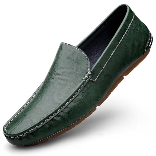 Ninepointninetynine Loafer for Herren, runde Zehen, PU-Leder, Loafer, leicht, bequem, Flacher Absatz, Klassische Mode, Slip-on(Color:Grün,Size:38 EU) von Ninepointninetynine