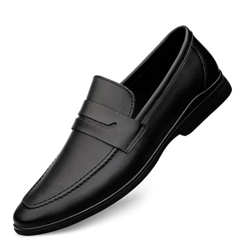 Ninepointninetynine Loafer for Herren, runde Zehenpartie, Penny-Loafer aus Leder, flexibel, rutschfest, leicht, for Spaziergänge im Freien (Color : Schwarz, Size : 39 EU) von Ninepointninetynine