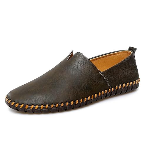 Ninepointninetynine Loafer für Herren, runde Zehenpartie, veganes Leder, Loafer, flexibel, rutschfest, bequem, modisch, zum Hineinschlüpfen, dunkelgrün, 42 1/3 EU von Ninepointninetynine