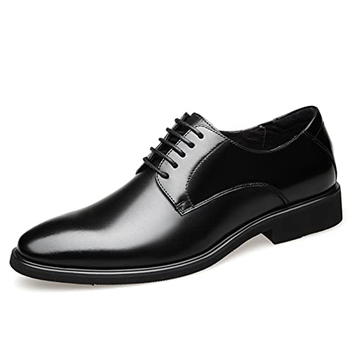 Ninepointninetynine Oxford-Schuhe für Herren, Schnürschuhe, runde brünierte Zehen, Derby-Schuhe, Leder, Gummisohle, rutschfest, für Partys, Schwarz , 38 2/3 EU von Ninepointninetynine