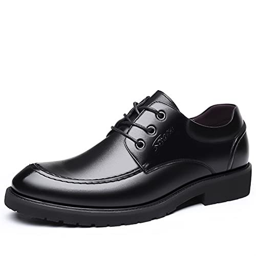 Ninepointninetynine Oxford-Schuhe für Herren, Schnürung, runde Schürze, Derby-Schuhe, Kunstleder, niedrige Oberseite, rutschfeste Gummisohle, rutschfeste Gummisohle, Abschlussball, Schwarz , 38 2/3 EU von Ninepointninetynine