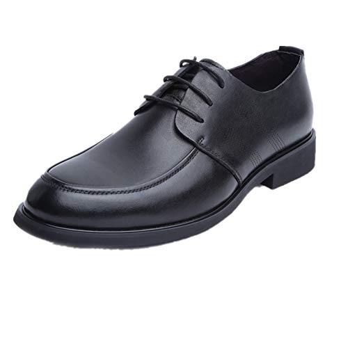 Ninepointninetynine Oxford-Schuhe für Herren, Schnürung, runde Schürze, Derby-Schuhe, Kunstleder, widerstandsfähig, rutschfest, Blockabsatz, niedrige Oberseite, Gummisohle, Business, Schwarz , 41 1/3 von Ninepointninetynine