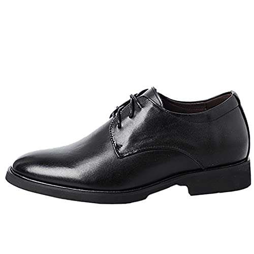 Ninepointninetynine Oxford-Schuhe für Herren, Schnürung, spitzer Zehenbereich, Derby-Schuhe, Leder, rutschfest, niedriger Blockabsatz, rutschfest, Abschlussball, Schwarz, 36 1/3 EU von Ninepointninetynine