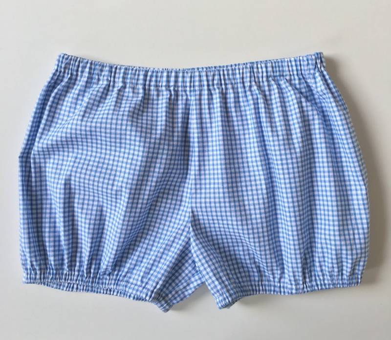 Yogashorts-Hellblau Weiss Kariert-Iyengar Yoga-Bloomer-Shorts von NinesYogaShorts