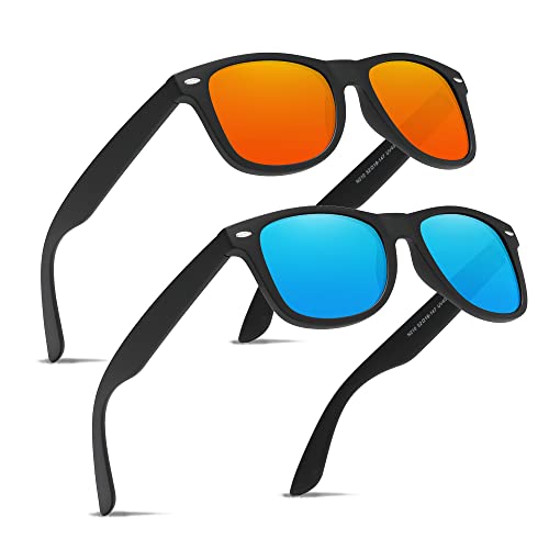 Ninesun Klassische polarisierte Sonnenbrille für Männer und Frauen Unisex UV-Schutz Vintage Outdoor für Autofahrerbrille K630 (Blau/Orange) von Ninesun