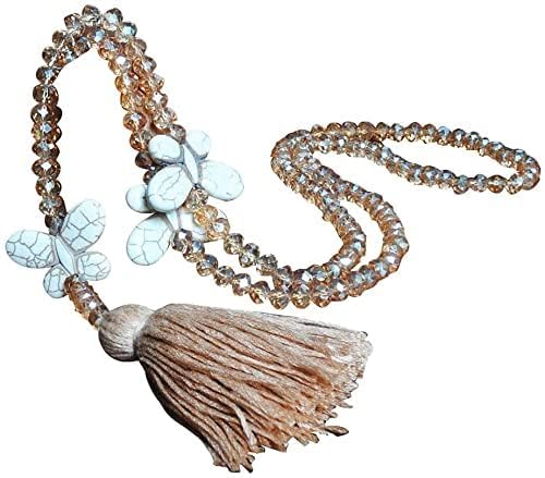 Ninesun Mode Frauen Pullover Halsschmuck,Böhmischen Quaste Halskette Lange Bunt Kristall Bead Schnur Kette Damen Halskette,Handgemachte Perlen Kette,Modeschmuck,Bijouterie für Frau,Mutter,Tochter von Ninesun