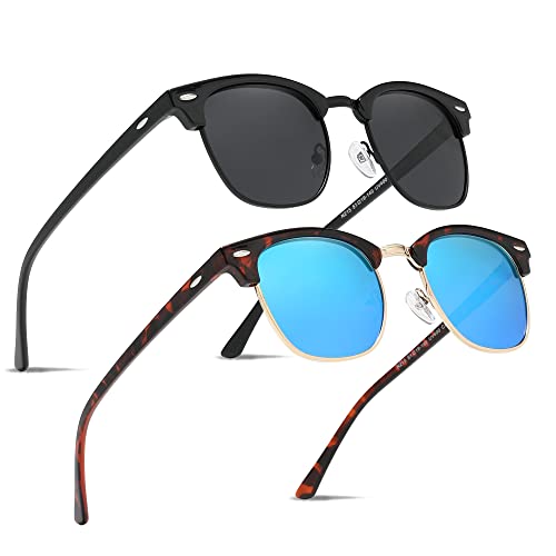 Ninesun verspiegelte halbrandlose polarisierte Sonnenbrille für Männer und Frauen Trendy Outdoor für Reisebrillen K129 (Schwarzes G15/Blauer Leopard) von Ninesun