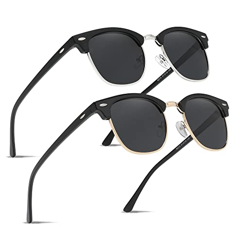 Ninesun verspiegelte halbrandlose polarisierte Sonnenbrille für Männer und Frauen Trendy Outdoor für Reisebrillen K129 (Schwarzes Silber/Schwarzes Gold) von Ninesun